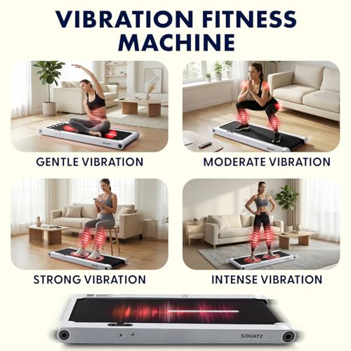 Image of Squatz 2‑in‑1 Walking Pad Treadmill with Handlebar & Vibration Plates - Compact Walking Pad with LED Display, Device Holder, Quiet 1.0HP Motor & Remote for Home or Office Fitness