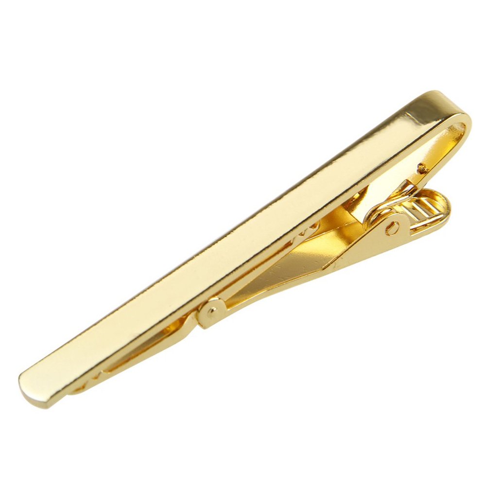 Bluelans® Mens Boys Metal Silver/Gold Tone Simple Necktie Tie Bar Clasp Clip Pin (Gold)