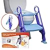 Potty training seat with ladder potty step stool for toddlers fits most toilets folds for storage potty ladder is durable and safe wide step non slip pads comfort handles and removable cushion  urban country home decor