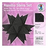 URSUS 35635590 - Faltblätter Aurelio Stern Pleasure, 33 Blatt Kreativpapier je 15 x 15 cm, 135 g/qm, beidseitig bedruckt, schöne Papiersterne für die Weihnachtszeit, schwarz