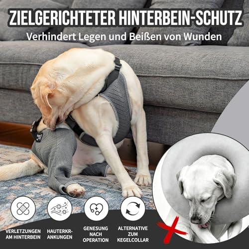 Arblina OP Body Hund, Hundebody mit Bein, Upgradeter Rutschfester Hundebody nach OP für Männliche & Weibliche Hunde, Justierbarer Ganzkörperiger Body Hund nach Beinoperation, XL