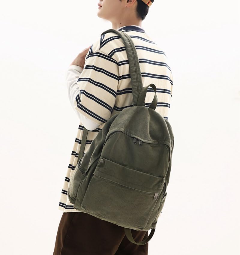 Vintage Y2k Aesthetic Canvas Backpack for Women Men Casual Grunge Laptop Backpack Hippie 2025 Trendy Daypack Rucksack (Black)2
