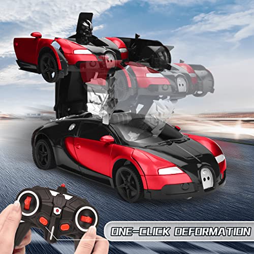 Ursulan Transforming Rc Car Remote Control Car With One Key Transformation, 2022 New Upgrade Deformed Robot For Kids Rechargeable Cars For Boys Age 6-10, For Boys And Girls (Red) #TOP1