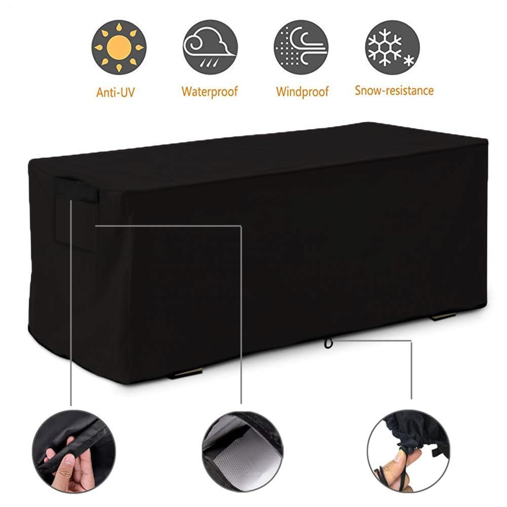 Abdeckung für Deckboxen, für den Außenbereich, für den Außenbereich, strapazierfähig, wasserdicht, für Terrasse, Container-Haube, zwei Belüftungsöffnungen mit Netzen, Möbelplane, wetterfester Rutsch