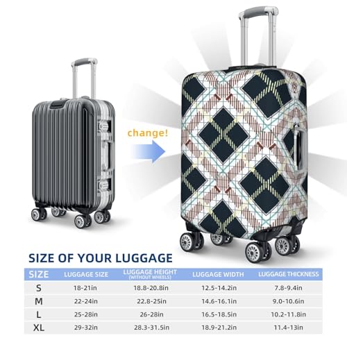 Tartan-Plaid-Black-And-White-Fabric-Texture-Check-Tartan-Il Luggage Cover, Protective Washable Suitcase Cover - Travel Fashion Elastic Suitcase Protector X-Large3