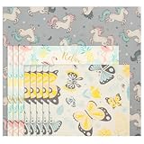 9 Stück Bienenwachstücher Bio Wachstücher für Lebensmittel 5 x Kleine 3 x Mittelgroße 1 x Große Wiederverwendbare Natürliche Bio-Baumwolle Bienenwachs-Wraps für Obst Snacks Käse (Blau, Tier)