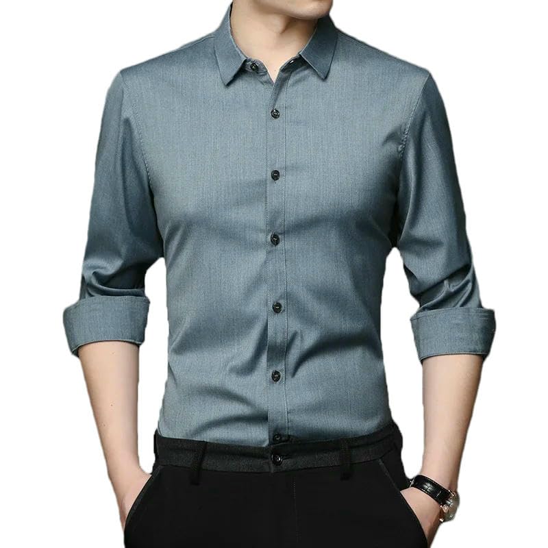 Chemise à revers haut de gamme à manches longues unie pour homme