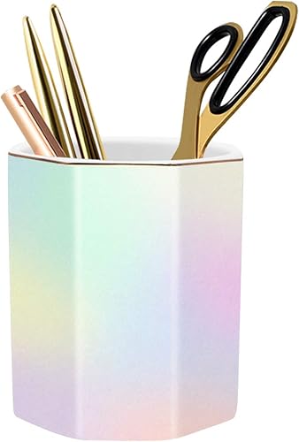 Miniatura 24 de WAVEYU - Soporte de cerámica para bolígrafos para escritorio, lindo, taza de lapices para escritorio, organizador de escritorio, soporte para negro,