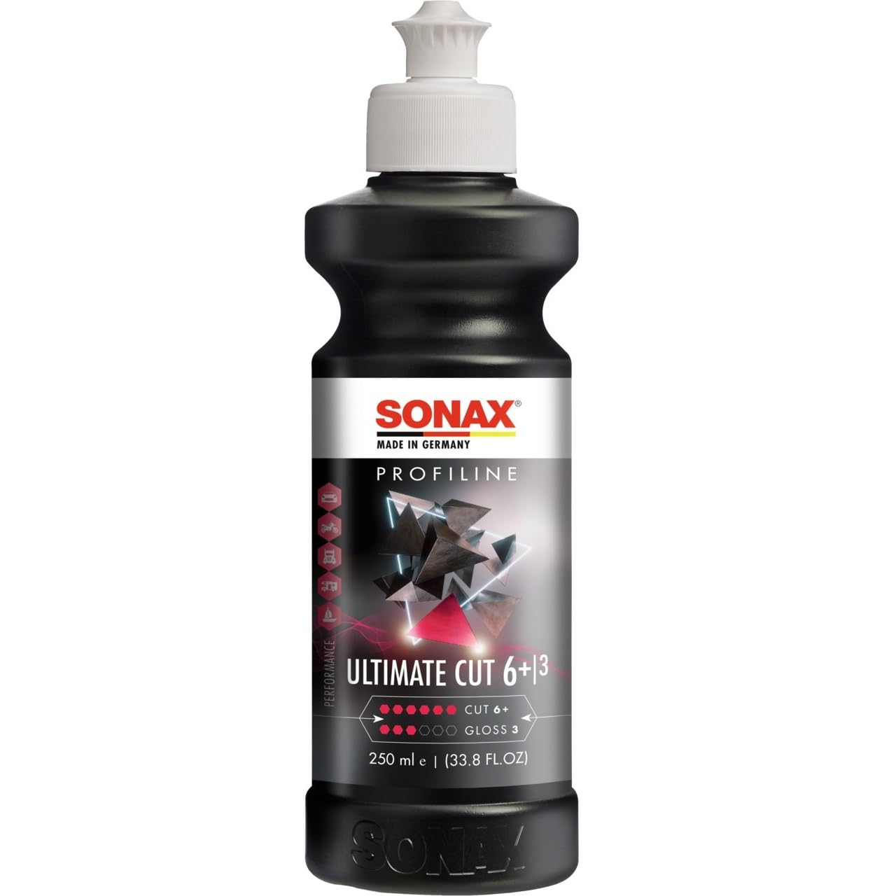 SONAX PROFILINE UltimateCut (250 ml) extremely fast abrasive polish to remove deep scratches or sanding marks, Item No. 02391410