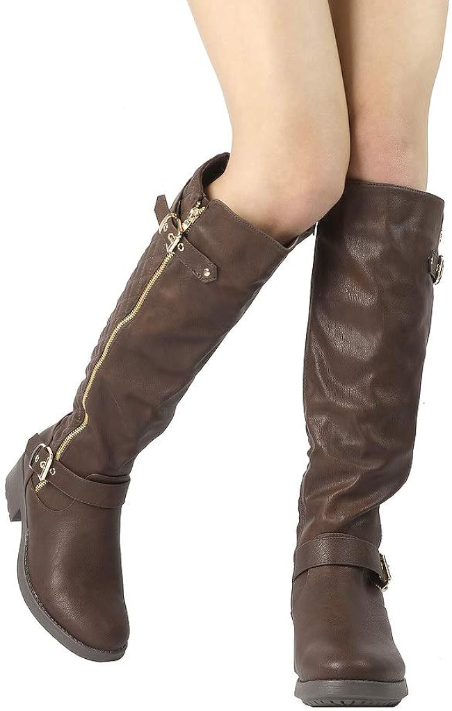 Miniatura 9 de DREAM PAIRS - Botas de montar de invierno para mujer, cómodas, hasta la rodilla y de pantorrilla ancha