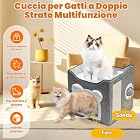 Foto di Cuccia Gatto Interno Pieghevoli con Tiragraffi, Pallina Gioco e Cuscini, Casetta Gatto Chiusa Pieghevole 2 Strati, Letti Giochi Gatti Casa Letto Cani Grotta Tutte Stagioni per Gatti, Cuccioli, Conigli