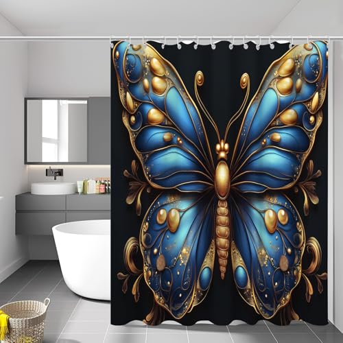 Rideau douche papillon luxe en polyester imperméable 180x200 cm chic - 3