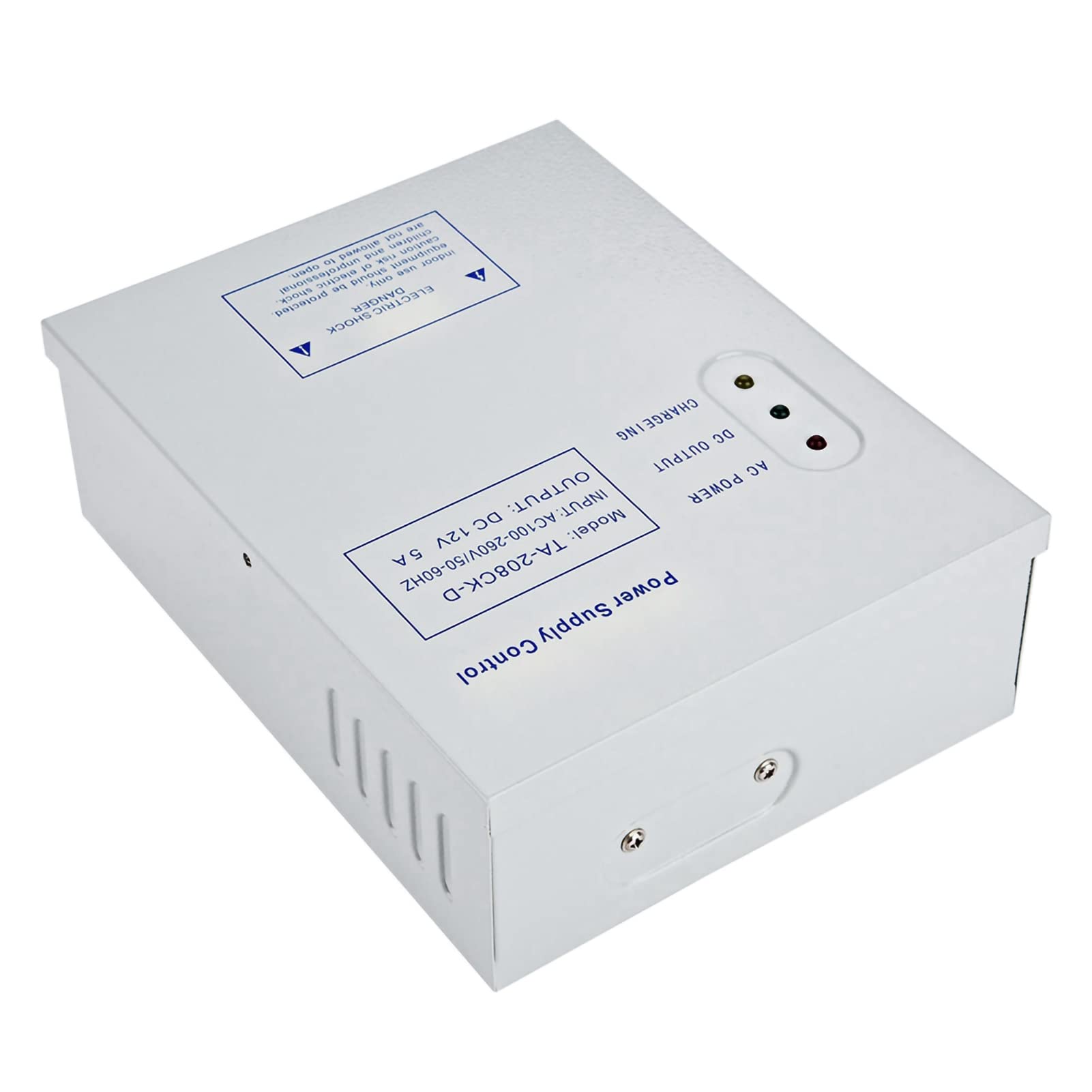 Fabater DC 12V 5A Fuente de Alimentación para Control de Acceso de Control de Acceso a Puerta Fuente de Alimentación con Protección de Batería Retardo Ajustable 0-15s