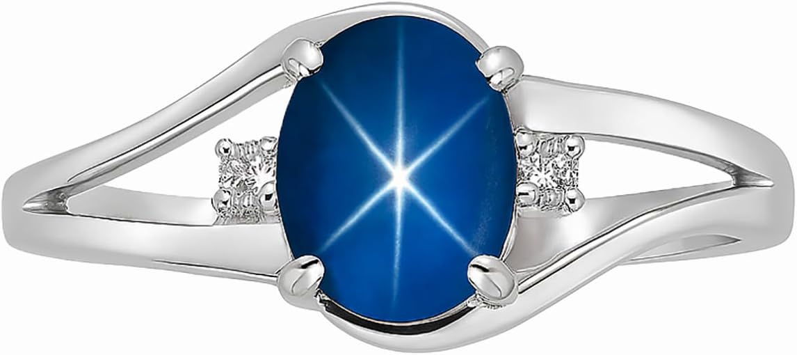 Sterling Silver Star Sapphire Ring, Oval Lab Created Gemstone, Promise Ring with Cz Diamonds, Blue And Pink Star Sapphire Ring