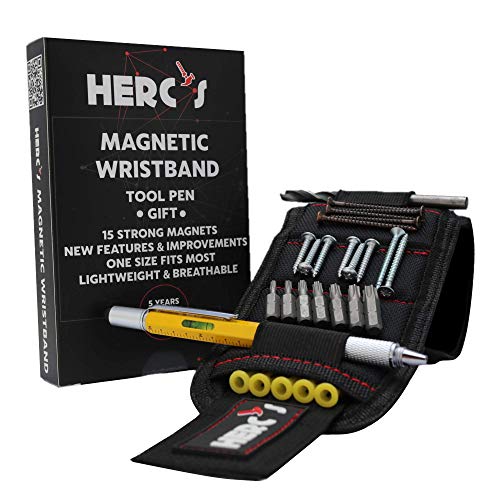 Magnetic Wristband Tool Holder Set-Handyman Bracelet Tools Adjustable 15 Strong Magnets Unique Gadget