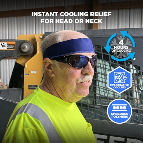 Image of Ergodyne - 12399 Chill-Its 6702 Cooling Bandana, Evaporative Polymer Embedded Material for Cooling Relief Solid Blue, One Size