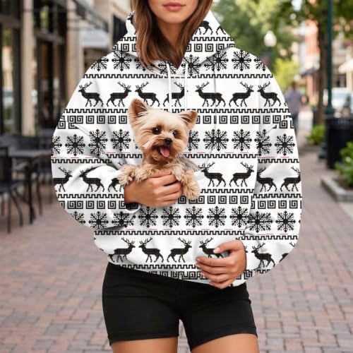 Pet Pouch Hoodie Cat Dog Holder Christmas Holiday Sweatshirt with Pocket - image 3