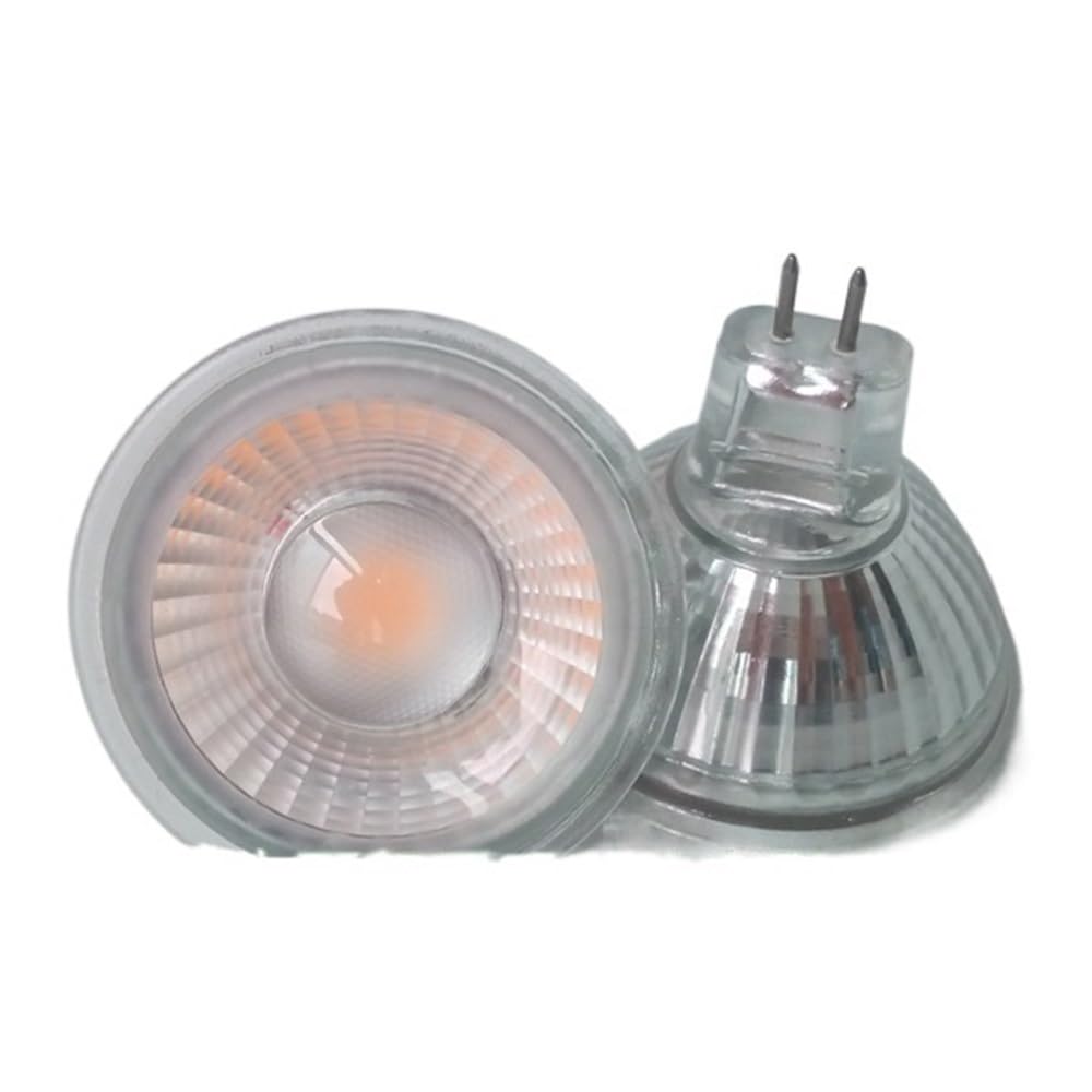 Lanshui Paquete de 10, foco Led Cob 5W 50x52mm MR16 DC12V cubierta de vidrio(Warm white)