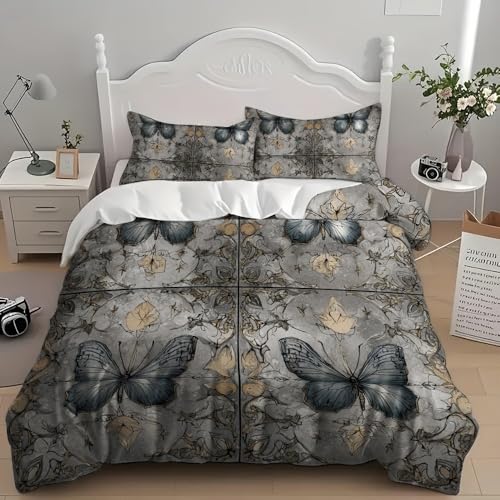 Housse de couette 240x220 cm grand confort design animaux géométriques parure grise - 4