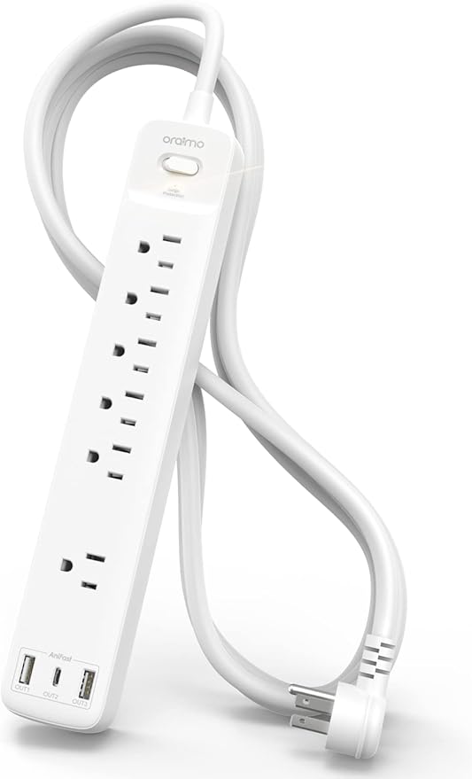 Power Strip with USB C Ports, oraimo Power Strip Surge Protector with 6 Outlets, 20W