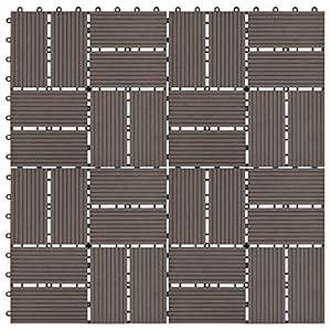 ZHOUMIN WPC Decking tegels, 11 stuks, 30 x 30 cm, 1 m², donkerbruin A, tegels voor plafond, tuintegels van WPC, tegels voor buiten, tegels