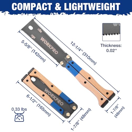 WORKPRO 6'' Folding Japanese Hand Saw, Double-Edged Pull Saw with 11&17 TPI - Image 3