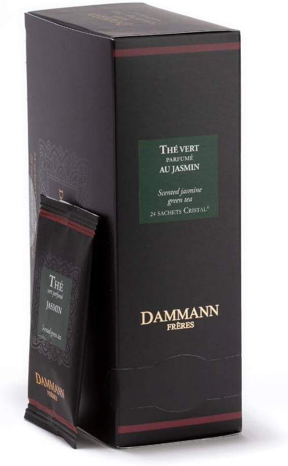 Dammann Freres Sachets, Vert Au Jasmin Tea Bags, Premium Gourmet French Jasmine Green Tea, Individually Wrapped, 24 Count (Single Pack)