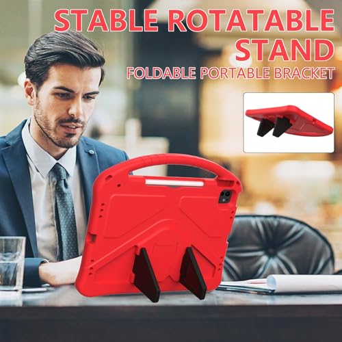 Étui iPad Air 13 2024 antichoc rouge avec béquille et sangle - 2