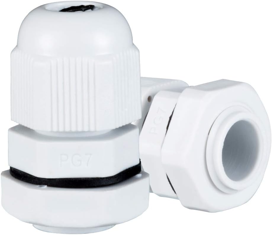 uxcell 10 Pcs PG7 Waterproof Nylon Cable Gland Joint Adjustable Connector for 3mm-6.5mm Dia Cable Wire