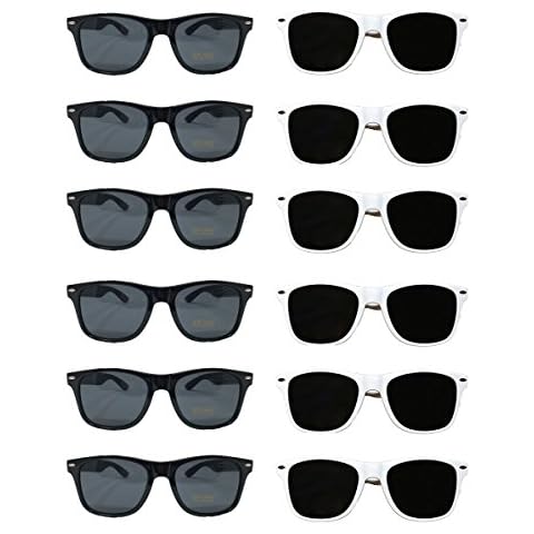 TheGag White Black Wedding Party Sunglasses (48) Bulk Sunglasses Wholesale Party Pack 24 White 24 Black Premium Quality Plastic-Wholesale Bulk Adults Women Men Cover