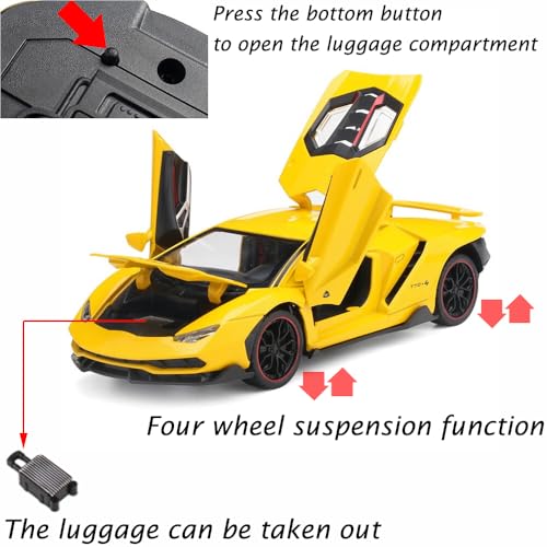 Auto de juguete Lambo Sports Race Car 1:24 amarillo miniatura 2