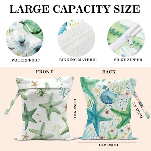 Bolsa seca impermeable VYXVYX color Sage con cierre de cremallera y diseño de estrella de mar, tamaño 10.24×12.6 pulgadas miniatura 2