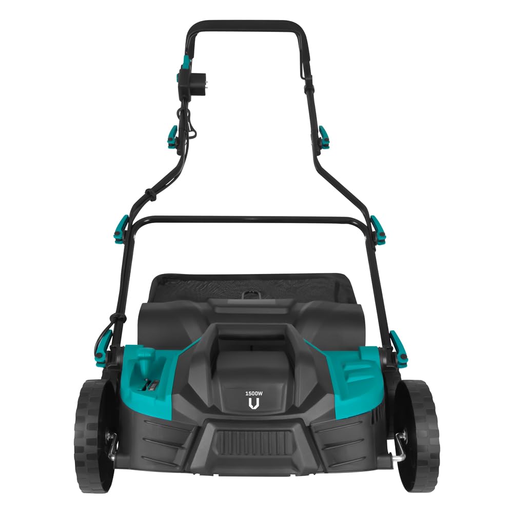 VONROC Scarificateur - Aérateur - 1500W - largeur de coupe 36 cm - 5 réglages : 4 réglages de profondeur de coupe (12/9/6/3 mm) + 1 mode transport (+10mm) - bac de ramassage 45L inclus