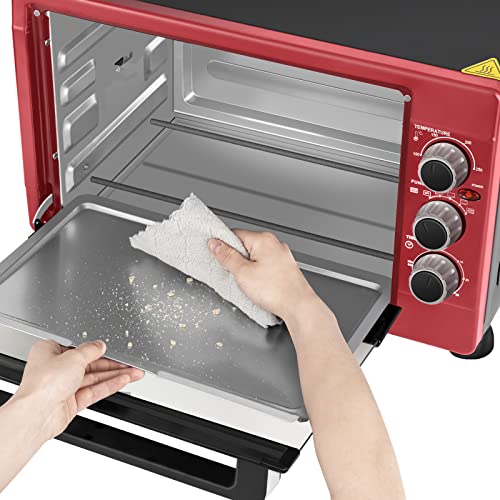 WOLTU BF12rsz Mini-Oven 32 Liter met timer Uitneembare Kruimellade 100-250 ℃ 1600W, Mini-Oven voor Pizzabrood Kippenvleugels, Zwart Rood - Afbeelding 8