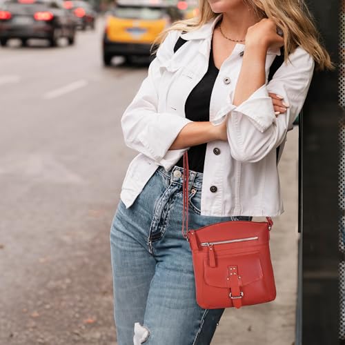 Image of Oak Leathers Leather Crossbody Bag For Women With Adjustable Sling Strap - Medium Size Crossover Shoulder Handbag Purse