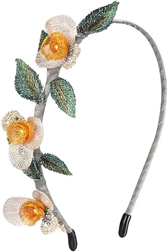 ZHUHW Rose Nest Series - Diadema de pelo de tela romántica bordada a mano con diadema para el cabello
