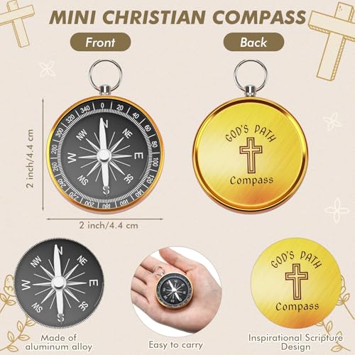 Set 36 brújulas mini cristianas con accesorios miniatura 3