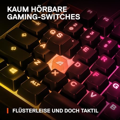 Bild 3 - SteelSeries Apex 3 TKL Gaming Tastatur – RGB - Kompakter Tenkeyless-Formfaktor – 8-Zonen-RGB-Beleuchtung – Wasser- und Staubresistenz – Flüsterleise Gaming-Switches - DE Layout QWERTZ - Schwarz