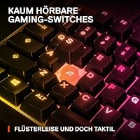 SteelSeries Apex 3 TKL Gaming Tastatur – RGB - Kompakter Tenkeyless-Formfaktor – 8-Zonen-RGB-Beleuchtung – Wasser- und Staubresistenz – Flüsterleise Gaming-Switches - DE Layout QWERTZ - Schwarz – Ansicht 4