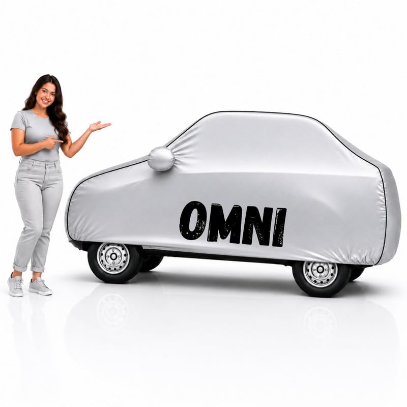 Image of Long-Life 100% Waterproof Omni Car Body Cover for Dust & Rain, Compatible with All Models of Omni Car Cover, Comes with Bird Droppings, Scratch, UV and Paint Protection - Silver