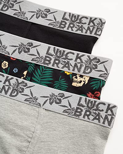 Lucky Brand Men's Underwear - Casual Stretch Boxer Briefs (3 Pack), Size Medium, Black/Print/Light Grey #TOP2