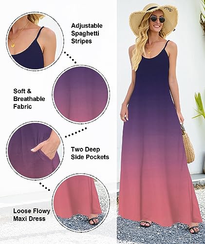 Image of Wolddress Womens Maxi Dress with Pockets 2026 Casual Strap Plus Size Loose Plain Long Office Summer Beach Travel Dresses S-5X
