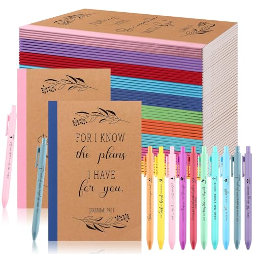 20 Sets Christian Notebooks with Bible Verse Pens Bulk A5 Religious Notepad Scripture Pen Employee Appreciation Gifts Christian Gifts for Women Coworkers Staff Volunteer Teacher Church Sunday School