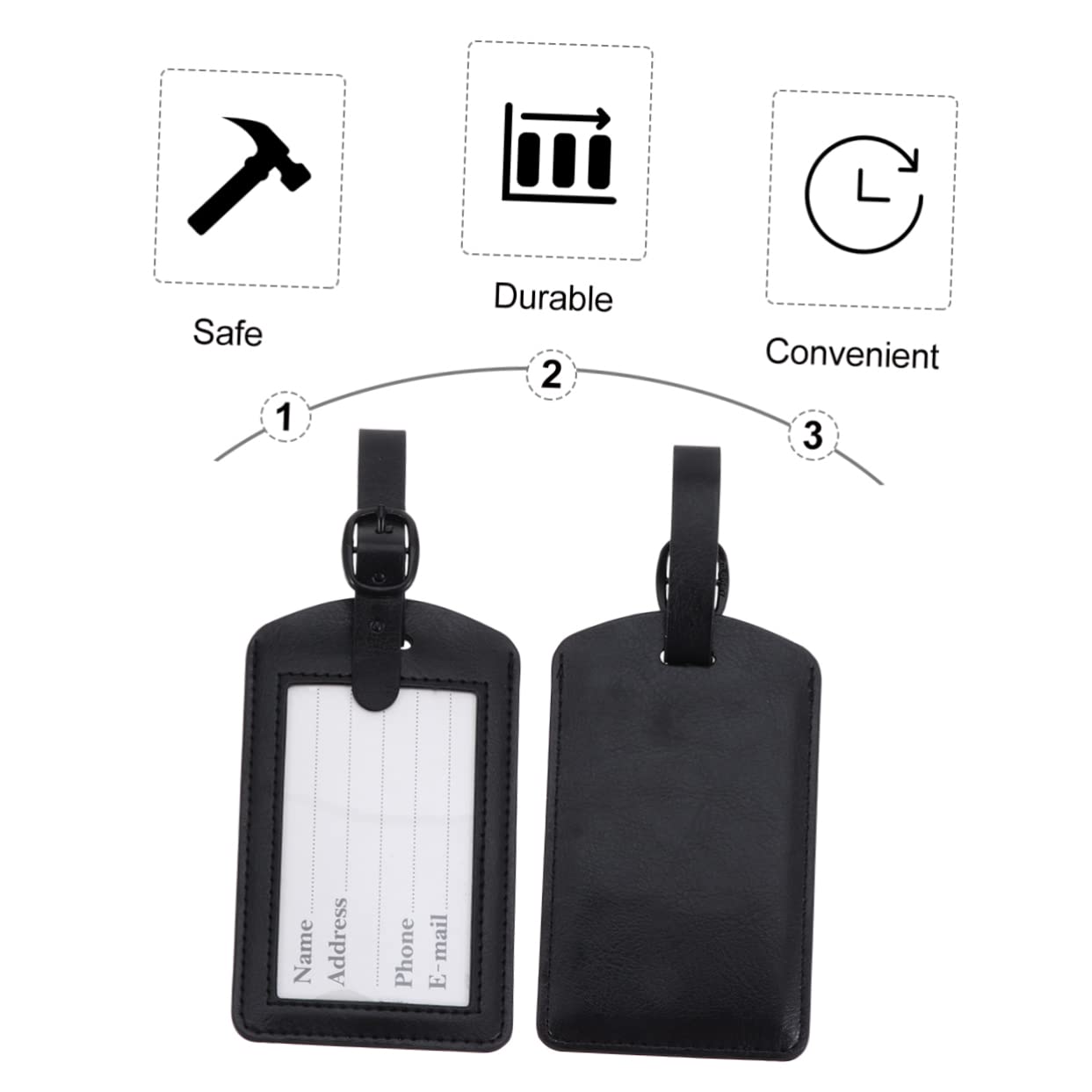 COLLBATH 10stücke Kreative Pu Gepäckanhänger Für Langlebige Id Labels Elegantem Schwarz Für Koffer Und Wasserfest Und Einfach Zu Befestigen
