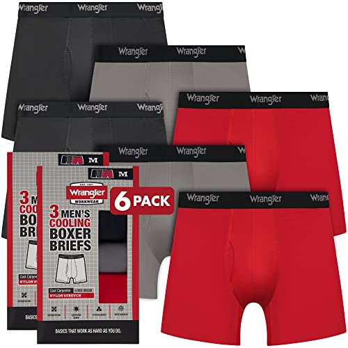 Wrangler Men’s Cooling Boxer Briefs, 6” Inseam, Moisture-Wicking,...