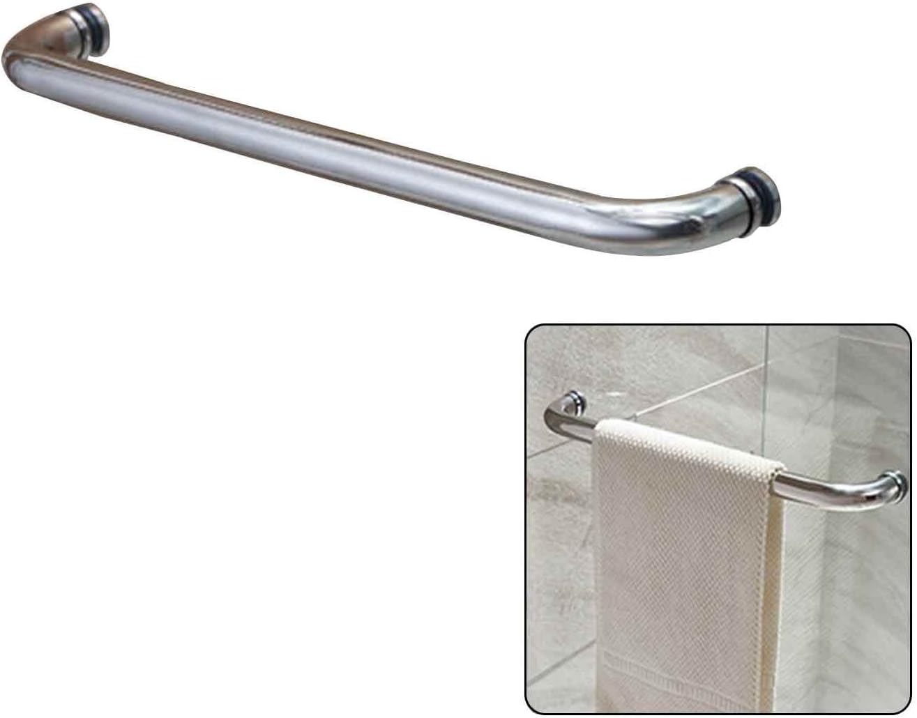Shower Door Handle for Glass Door, Bathroom Door Knobs for Interior Doors, Shower Screen Door Pull Push Handles Button Grip (Size : 600mm)