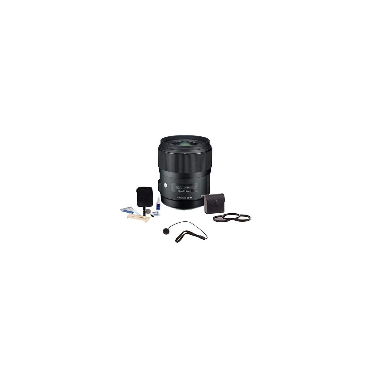 Sigma 35mm f/1.4 DG HSM Art Lens for Sigma SA, Bundle with ProOptic 67mm Filter Kit, Lens Cap Tether, Cleaning Kit
