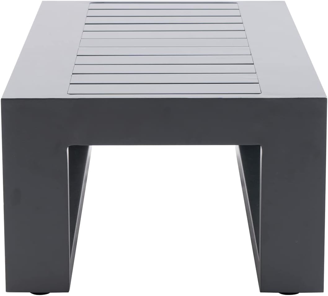 Patio Side Table Aluminum Outdoor End Tables for Outside Small Rectangle Coffee Table Patio Furniture for Garden Backyard, Grey Frame