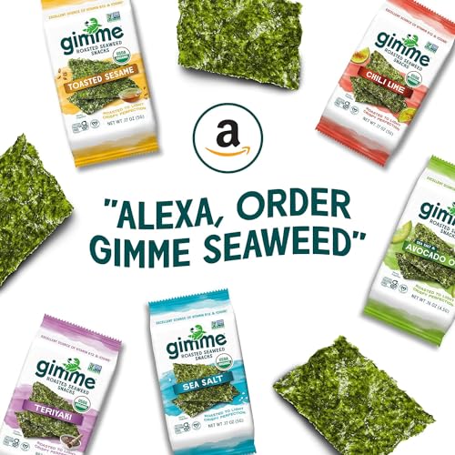Gimme Seaweed Organic Premium Roasted Seaweed Snacks, Chili Lime, 10g Sharing Pack (Single) Keto, Vegan, Gluten-Free, Great Source of Omega3s and Iodine, Healthy On-The-Go Snack for Kids and Adults