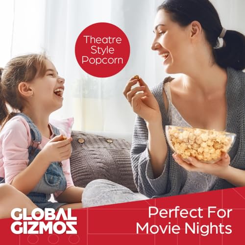 Global Gizmos Oil-Free Hot Air Popcorn Maker - Includes 4 Bags - Perfect for Movie Nights, Sleepovers & Parties - User-Friendly for Adults & Kids - 1200W - Red (50900) - Image 6